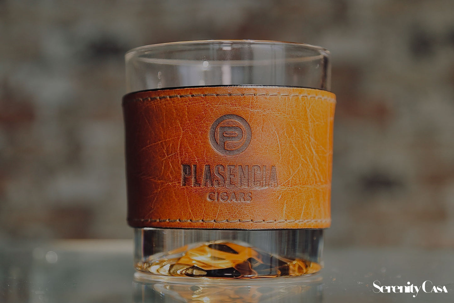 Personalized Individual Rock glass with leather wrap