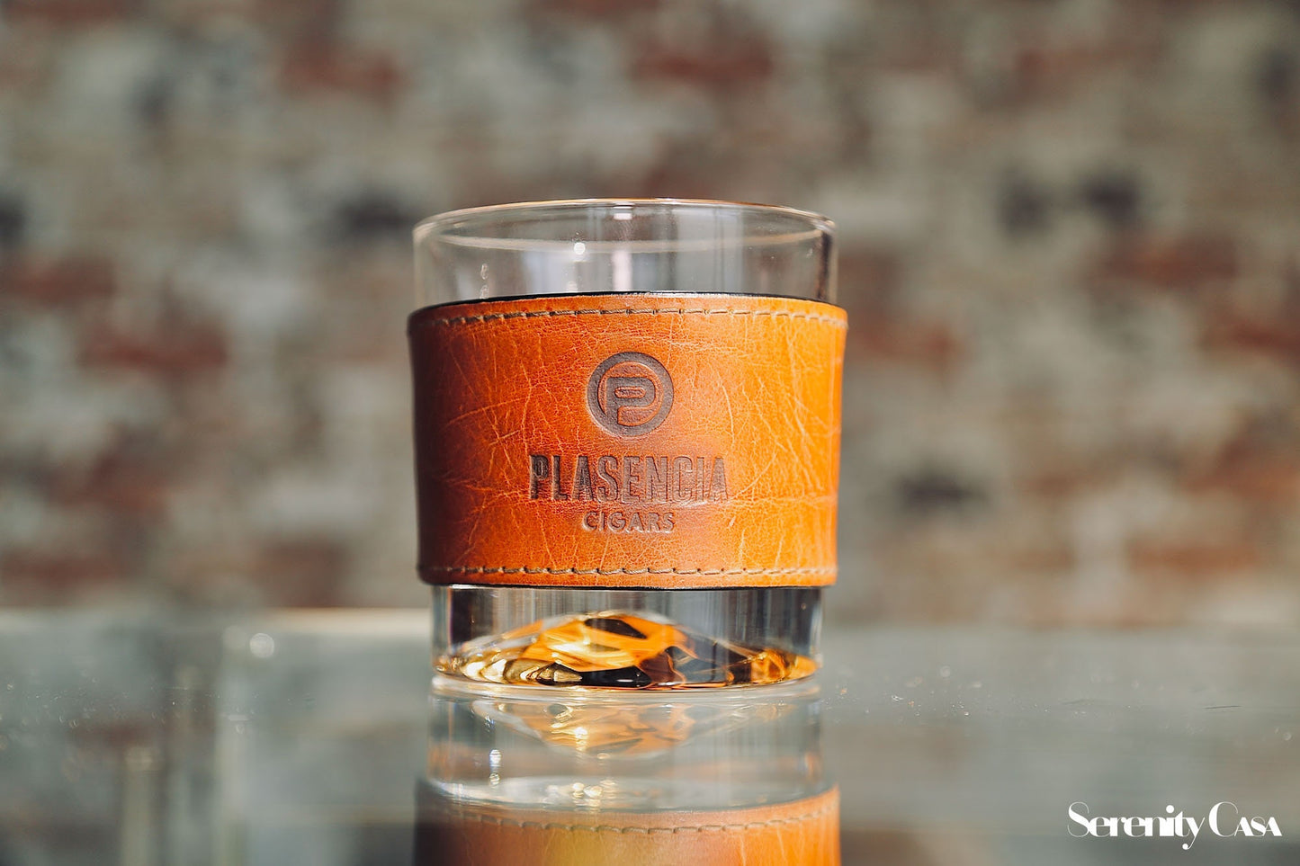 Personalized Individual Rock glass with leather wrap